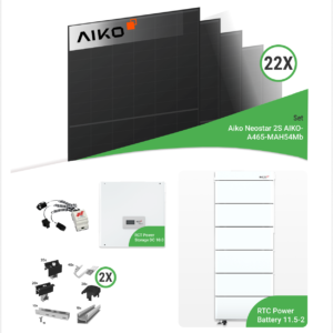 10,23 kWp PV-Komplettset mit 22x Aiko 465 W Modulen & RCT Power Speicher – inkl. K2 Unterkonstruktion für Ziegeldächer